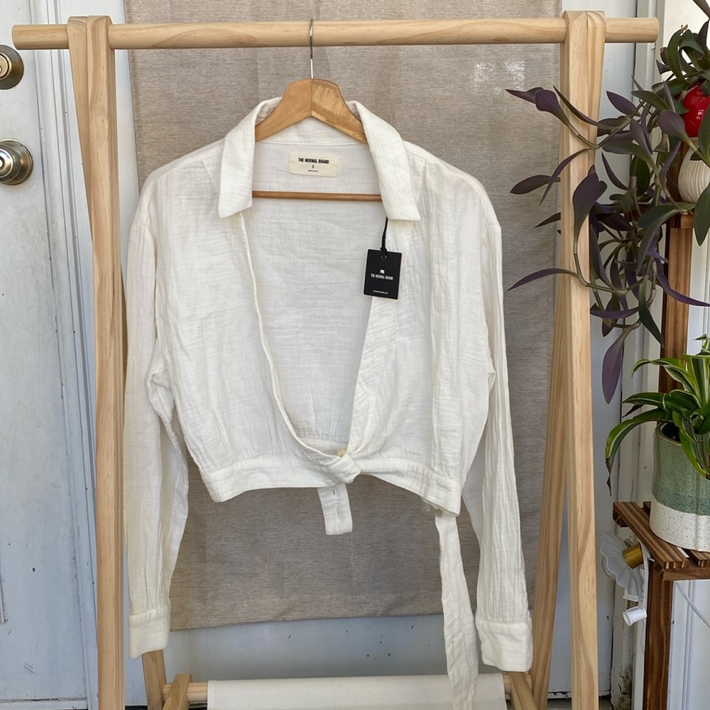The Normal Brand Kalo Wrap Top in Ivory